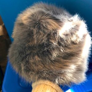 Faux fur gray hat